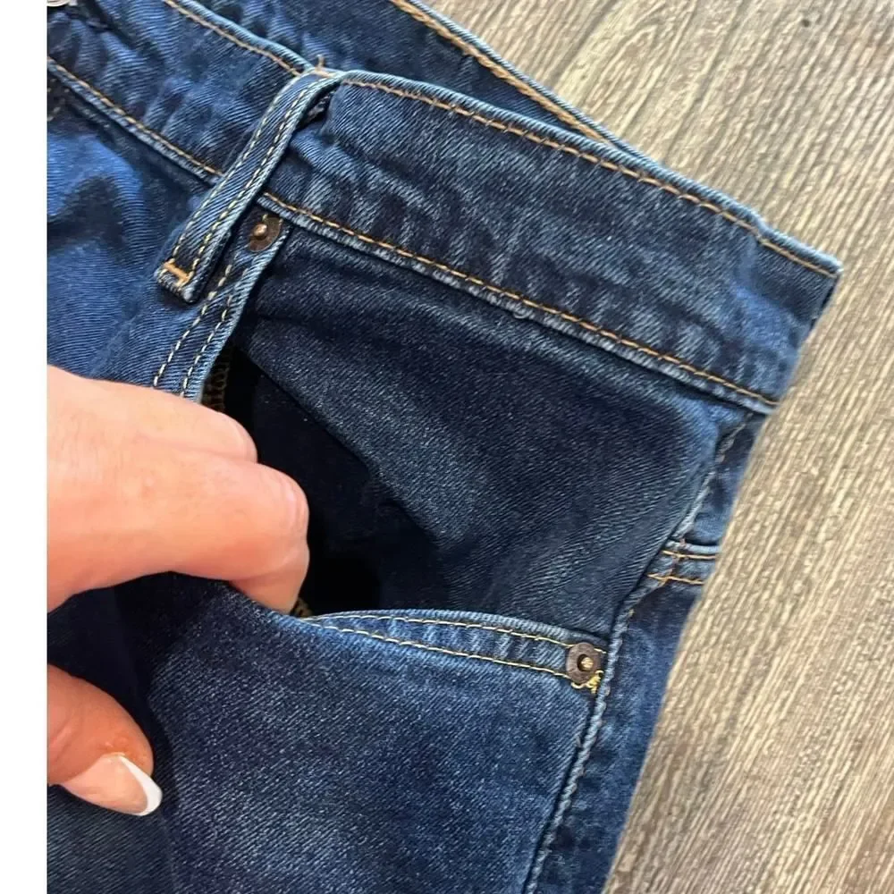 Levis Signature Straight Jeans Mid Rise Whisker Denim Dark Wash Blue Size 40x32